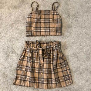 Plaid Two Piece Set Skirt And Top